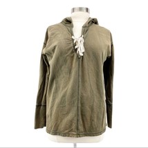 Entro Womens M  Lace Neck Sweatshirt Hoodie Tunic Bell Sleeve Olive Green  - £15.37 GBP