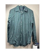 Lands&#39; End Mens Long Sleeve Shirt Green Blue Red Plaid Cotton Size Mediu... - $21.95