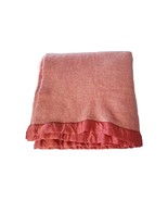 Vintage Wool Blanket 67&quot;x 66” Satin Trim Peach Orange - $1,111.87 MXN