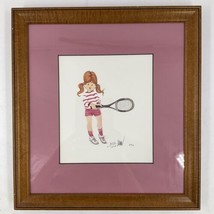 P. Buckley Moss Girl Tennis Lesson Signed Number Frame Lithograph 1988 - £59.33 GBP