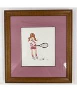 P. Buckley Moss Girl Tennis Lesson Signed Number Frame Lithograph 1988 - £58.72 GBP