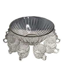 Princess House 80s Punch Bowl &amp; Glasses 9 Piece Set Crystal Glass NO LADDLE - £26.68 GBP