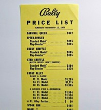 Operator Prices List Arcade Game Bingo Pinball Rides Nov 15 1958 Carnival Queen - $16.20