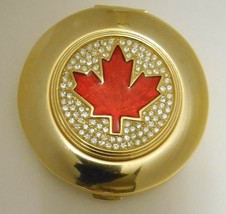 Estee Lauder Vtg Canada Powder Compact Gold Tone Enamel Crystals Empty - £55.32 GBP