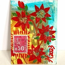 ACEO Original Acrylic Painting France Postage Stamp Art Tristina Dietz Elmes ATC - £12.02 GBP