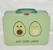 Vintage Metal Avocado Lunchbox &quot;AVO&#39; GOOD LUNCH&quot; Green Metal Graphic Lunch Box - £7.99 GBP