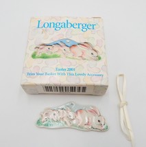 Longaberger Basket Easter Bunnies Tie On Charm Rabbits Ceramic 2001 - $21.99