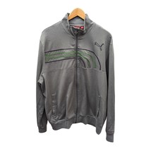 Puma Gray Zip-Up Stripe-Trim Turtleneck Relaxed Fit Fleece Track Jacket ... - $39.99