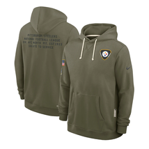Mens Olive Steelers 2025 Salute to Service Sideline Pullover Hoodie - Pi... - $69.90