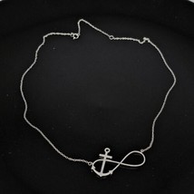 925 Sterling Silver - Infinity Anchor Pendant Chain Necklace - £23.99 GBP