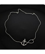 925 Sterling Silver - Infinity Anchor Pendant Chain Necklace - £23.56 GBP