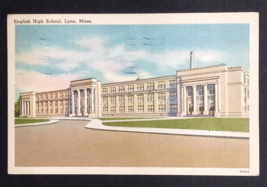English High School Lynn MA Linen Tichnor Postcard c1950s - $6.99