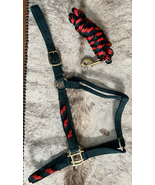 Green Red and Black Nylon Halter and Lead Horse Size NEW - £15.17 GBP