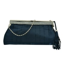 Silk Clutch with Cz/ American Diamond and Removable Shoulder Sling Chain... - £36.99 GBP