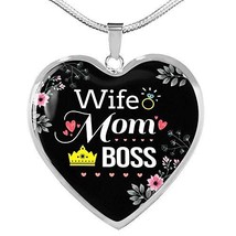 Express Your Love Gifts Wife. Mom. Boss Heart Pendant Necklace - £42.77 GBP