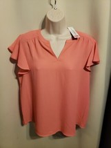 87C Investments Tea Rose Coral Short Sleeve Shirt NWT Sleeveless Cap Sle... - £9.89 GBP
