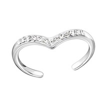 Heart Toe Ring 925 Sterling Silver and Crystals - £13.51 GBP