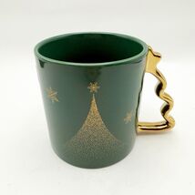Starbucks Holiday 2025 Green Christmas Tree Gold Handle Ceramic 12 oz Mug - $29.99