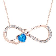 1.00 Carat Simulated Blue Topaz Infinity Promise Heart Claddagh Pendant ... - £46.90 GBP