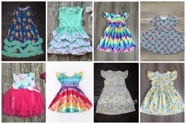 NEW Boutique Baby Girls Dress Lot Size 2T Mermaids Tie Dye Unicorn Tutu - £47.84 GBP