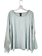 Women&#39;s Torrid Long Lace Bell Sleeve Loose Knit Stretch Top in Mint Plus Size 0 - £8.68 GBP
