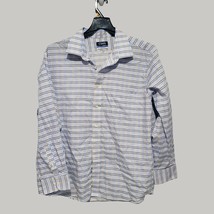 Chaps Button Down Shirt Mens 18.5 34/35 White Blue Yellow Stretch Collar - $14.99