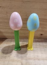 Pez Blue &amp; Pink Easter Egg Daisy Pez Candy Dispenser Yellow Stem - $7.45