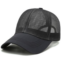 Gray Baseball Cap Plain Trucker Hat Mesh Snapback Solid Visor Blank Caps Hats - £7.90 GBP