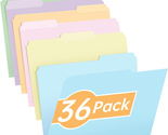 Plastic File Folders with Pastel Color, 36 Pack Heavy Duty Letter Size C... - $24.28