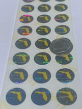 100 STATE OF FLORIDA-.50 INCH ROUND SECURITY HOLOGRAM LABELS STICKERS SEALS - £6.97 GBP