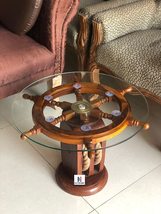 Nautical Marine Ship Wheel Table W/Wooden Base Home Office Furniture Decor  - $299.00