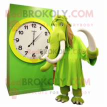 Lime Green Mammoth mascot costume character dressed with a Dress and Watches - $1,239.00