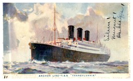 Anchor Line TSS Transylvania Boat Postcard  - £13.97 GBP