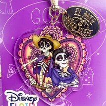 NWT Two Disney Parks Flair Coco Imelda &amp; Hector Heart Bag Charm Keychain New - $19.99