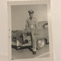 vtg 1950s Military Uniform Man And Car Found Photograph Black And White Military - £6.35 GBP