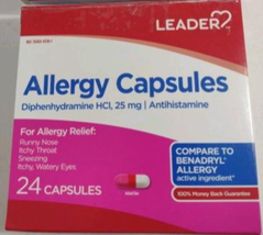 Leader Antihistamine Allergy Relief 25 Mg Mini Tablets 24 HR Relief 24 CT - $185.91 MXN