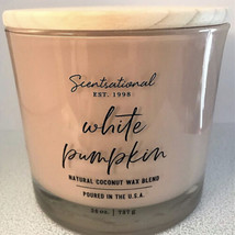 Scentsational White Pumpkin  Candle  Glass Jar 26oz 3 Wick Coconut Wax Blend - £25.96 GBP