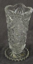 Vintage 7&quot; Glass EAPG Whirling Hobstar &amp; Fan Pattern Flower Vase 4 Part ... - $18.92
