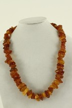Vintage Semi Precious Baltic AMBER Gemstone 28&quot; Long Chunky Beaded Necklace - $122.62 CAD
