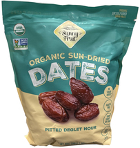 ORGANIC Pitted Deglet Nour Dates Sunny Fruit Bulk Bag 3 lbs No Sugar Gluten Free - £16.90 GBP