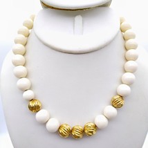 Monet Classic Beaded Strand Choker, Vintage Off White Lucite Necklace - £68.67 GBP
