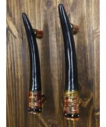 Set of 2 Rustic Western Buffalo Bison Ox Cattle Horns Barn Door Bar Pull... - €35,23 EUR