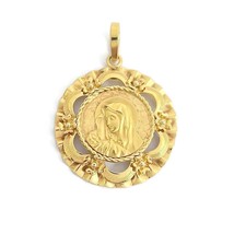 Authenticity Guarantee 
Vintage Virgin Mary Madonna Necklace Pendant 18K Yell... - £779.77 GBP