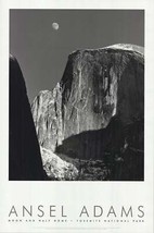 ANSEL ADAMS Moon and Half Dome 36&quot; x 24&quot; Offset Lithograph 1997 Photography - $136.62