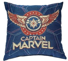 Marvel Captain Marvel &quot;Wings and Stars&quot; 20in x 18in Woven Tapestry Decor Pillow  - £15.91 GBP