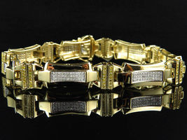13CT Diamond Pave Set 14K Yellow Gold Over Engagement Vintage Bracelet For Men&#39;s - £186.84 GBP