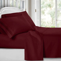 Bed Sheets Set Burgundy   4 Piece Deep Pocket Full queen King Size bedsheets set - £24.14 GBP+