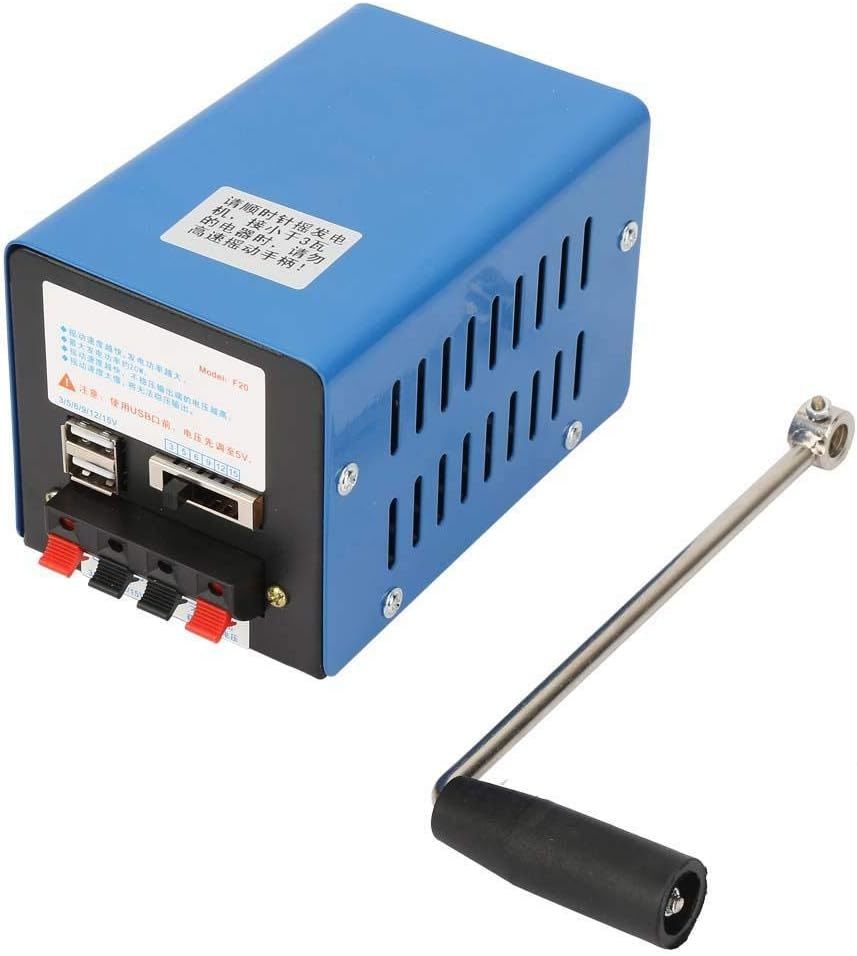 High Power Hand Crank Generator, 20W Portable Emergency Dynamotor With Usb - $70.94
