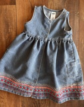Baby Girl toddler Old Navy Denim Jumper valentines dress heart embroider... - $19.82 CAD