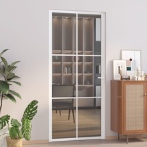 Interior Door 93x201.5 cm White ESG Glass and Aluminium - £139.35 GBP